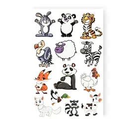 Набор временных татуировок 12 счастливых зверушек Tattooshka WS-YX021