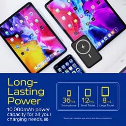 Універсальна мобільна батарея Energizer Magnetic Wireless 10000mAh 22.5W PD USB-A USB-C In/Out Black (QM10002PQ) - мініатюра 3