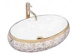 Умивальник Rea Meryl 60x40,5 white-gold (REA-U5054), Глянцева