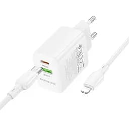 МЗП Borofone BN29 Fuente PD30W+QC3.0 (1USB-A/1C) + кабель Type-C to Lightning White - мініатюра 5