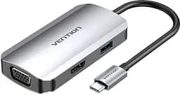 Док-станція USB3.1 Type-C - HDMI/VGA/USB 3.0/PD 100W Hub 4-in-1 Vention (TOAHB)