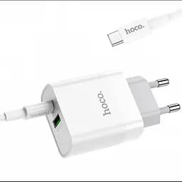 Адаптер мережевий HOCO C80A Type-C to Type-C cable rapido charger set C80A, 1USB/1Type-C, QC/PD, 20W, 3A Білий - мініатюра 6