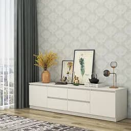 Тумба під телевізор MebelStar Нео 4Ш2Д 200x43x53 см Аляска білий (MBS-1260)