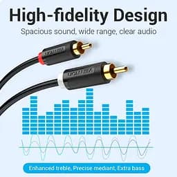 Кабель Audio 2RCA-2RCA Vention F/F 26К gold-plated 29 AWG 0.25m PVC Shell Black (BCMBD) - мініатюра 3