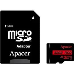 Карта пам'яті Apacer MicroSDHC 32GB class 10 UHS-I U1 V10 A1 + adapter SD (AP32GMCSH10UB-R)