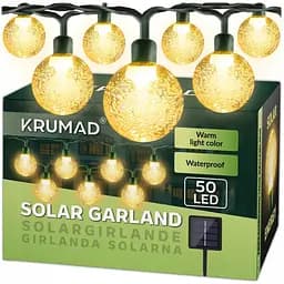 Гірлянда сонячна садова SunLamp Krumad 50 LED IP65, 7 м тепле світло водостійка для саду, балкону, тераси