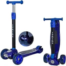 Самокат детский iTrike складной 30х14х72-83 см Синий 000222604