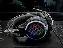 Ігрові навушники Hoco ESD03 з мікрофоном і LED підсвічуванням (Чорний) - мініатюра 3