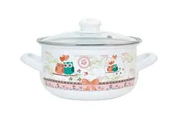 Каструля емальована Infinity Owls, зі скляною кришкою, 22 см, 4,8 л (6625853)