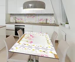 Вінілова наклейка на стіл Квіткові Рамки квіти самоклейка Абстракція Білий 65х120 см Happy Pocket Z181745
