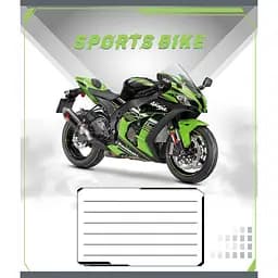 Зошит учнівський "Спортбайк" Leader 012-500196K-5 в клітинку, 12 аркушів