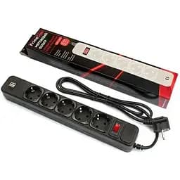 Фільтр живлення FrimeCom 5 розеток, 2хUSB, 1.8 м, чорний (FC-BU4005W 1.8 B)