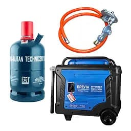 Комплект генератор інверторний газобензиновий Brevia 8,0кВт (ном 7,5кВт) з електростартером + газовий балон GZWM S.A. 12.3л(gb_4)