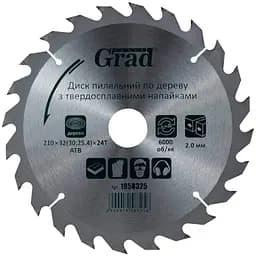 Диск пилковий по дереву Grad з твердосплавними напайками 210×32(30;25.4)×24T (1958325)