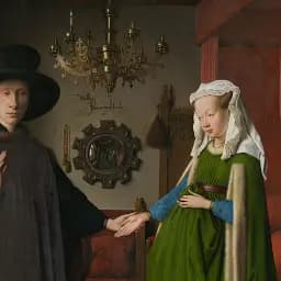 Інтер'єрна картина Портрет подружжя Арнольфіні, Ян ван Ейк, Jan van Eyck, Arnolfini Portrait, інтер'єрний декор, 82×60 см (id6982) - мініатюра 5