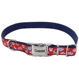 Нашийник для собак Coastal Pet Attire Ribbon 1.6 x 45 см червоний з лапками