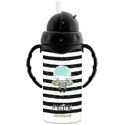 Термопоїльник Miniland Thermokid Magical, з трубочкою, 240 мл, білий з чорним (89358)