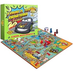 Настільна гра-бродилка Майстер Гонка за призом. Тачки фішки 12 ігрових карток (MKB0126)