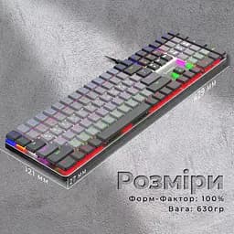 Клавіатура GamePro Red Swich Low Profile USB Dark Gray дротова (MK145R) - мініатюра 12