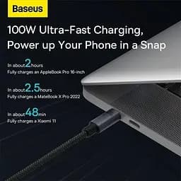 Кабель Baseus Minimalist Series Fast Charging Data Cable Type-C to Type-C 100W 5A 2m Black (CAJY020101) - мініатюра 3
