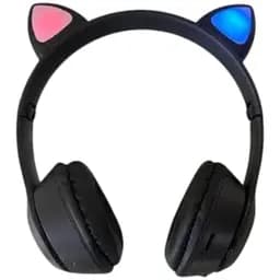 Детские наушники Cat MZ-023 Bluetooth RGB подсветка FM microSD с кошачьими ушками черный