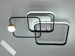 Современная потолочная светодиодная люстра с пультом, 60 Вт, черная+белая