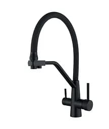 Смеситель для кухни на две воды Wezer INX4A-08-BLACK нержавеющая сталь черный матовый