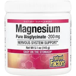 Магній бісгліцинат Natural Factors Magnesium Bisglycinate 200 mg, 145 грам