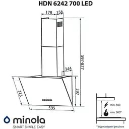 Витяжка Minola HDN 6242 BL 700 LED - мініатюра 3