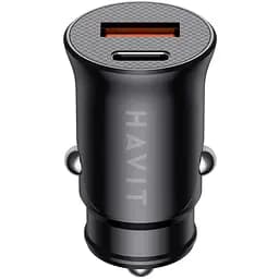 Автомобільний зарядний пристрій Havit HV-CC2022 20W USB+USB-C black (HV-CC2022) - мініатюра 2