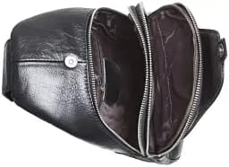 Чоловіча нагрудна сумка бананка зі шкіри на плечі 31х17х9 Tiding Bag 79906 чорна 17 см - мініатюра 2