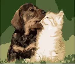 Набор для росписи по номерам Хвостатые друзья, Strateg, 40x50 см, DY225