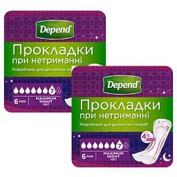 Урологічні прокладки Depend Maximum 12 шт. (2 уп. х 6 шт.)