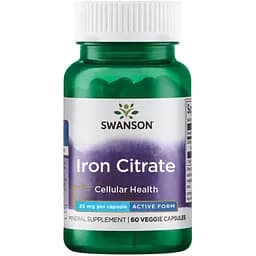 Цитрат заліза Swanson Iron Citrate 25 мг 60 вегетаріанських капсул (100-95-6487797-20)