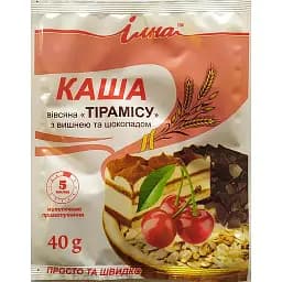 Каша швидкого приготування Ілна вівсяна Тірамісу з вишнею та шоколадом 800 г (20 шт. по 40 г)