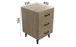 Тумба Віва 3 на конусних ніжках Ferrum-decor 56,5x35x40 Чорний метал ДСП Дуб Сонома 16 мм (FRD-106820) - мініатюра 4
