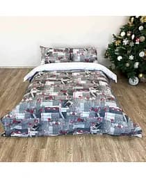 Комплект постільної білизни Прованс Digitale Red, сатин, 215х150, сірий з червоним (15760)