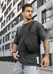 Мужская сумка на пояс бананка Sambag Tirso Max черный тканевый 38×17×6 см (80341065m)