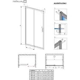 Душові двері Radaway Alienta DWJ 140х190 безпечне скло, чорний (10260140-54-01) - мініатюра 4