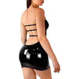 Сексуальна вінілова сукня Art of Sex - Jaklin, розмір L-2XL, колір чорний