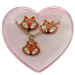 Біжутерія дитяча 2 в 1 Лисички B4318-4 сережки + підвіска