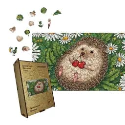 Деревянный фигурный пазл Игривый Ёжик, А3, Картонная коробка 200 элементов