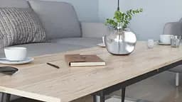 Стіл журнальний трансформер Dandi Small Ferrum-decor 45x120(160)x60 Чорний метал ДСП Дуб Сан-Марино 16 мм (FRD-106790) - мініатюра 4