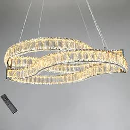 Сучасна підвісна LED-люстра з кришталем Diasha D8920/600x400CH, 86W, хром, 58×40 см