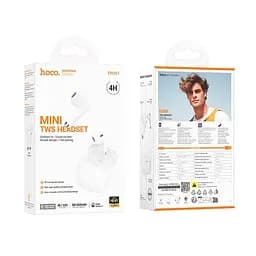 Бездротові навушники Hoco EW201 Graceful true wireless BT headset, BT5.4, 30mAh, 320mAh, 4h, white - мініатюра 3