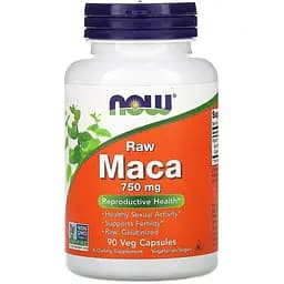 Натуральная добавка NOW Maca Raw 750 mg, 90 вегакапсул