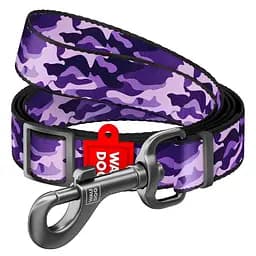 Повідець для собак нейлоновий Waudog Nylon малюнок Фіолетовий камо регульований M Ш 20 мм Дл 152-183 см