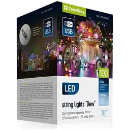 Гирлянда ColorWay Роса LED 100 10 м 8 функций разноцветная USB (CW-G-100L10NUMC)