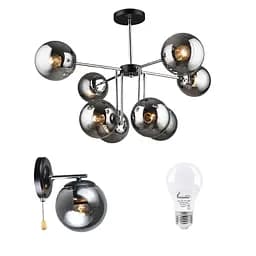 Комплект: Люстра Valeso K2307/8 + 2 Бра Valeso K2307/1W с лампочками