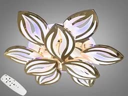 Стельова LED люстра з пультом, димером і підсвічуванням, 165 Вт, золото